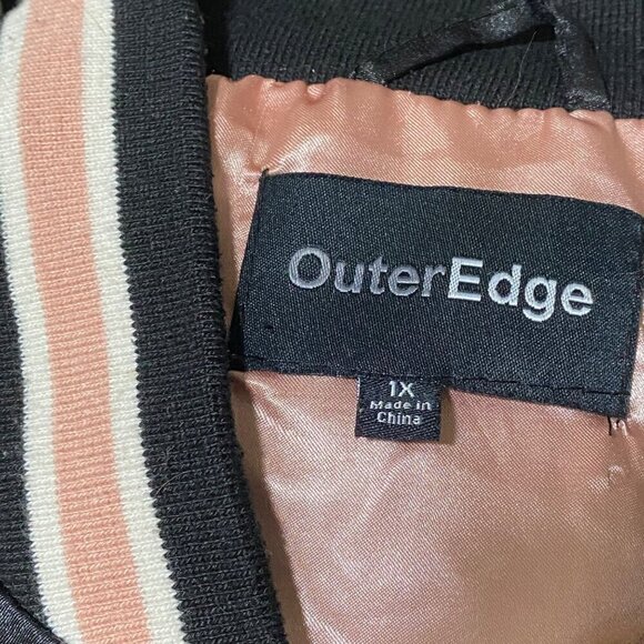 Outer Edge Satin Embroidered Cherry Blossoms Jacket Size 1X - Picture 5 of 6